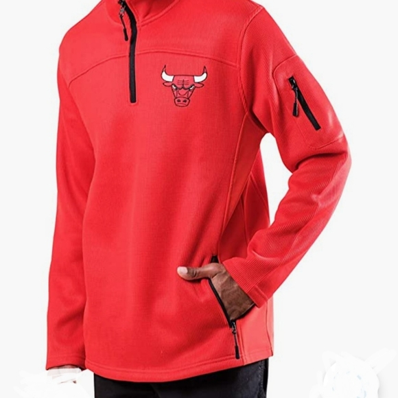 Ultra Game NBA Red Fortune Big & Tall, Quarter Zipper, Fleece Pullover, Sz L - Picture 3 of 8